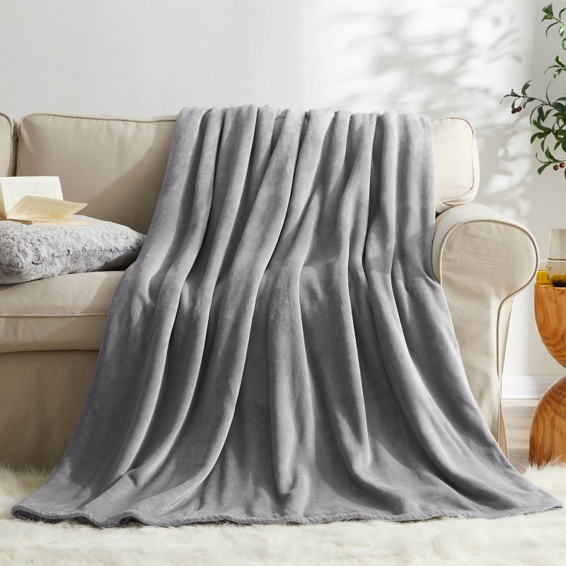 KMUSET Fleece Blanket Grey Queen Size Lightweight Cozy Plush Microfiber Solid Blanket Factory Shop - Image 3